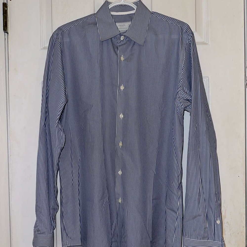 Men's Classic Blue Stripe Dress Shirt